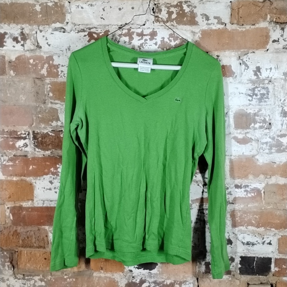 Lacoste long sleeve v neck‎ tee apple size 44